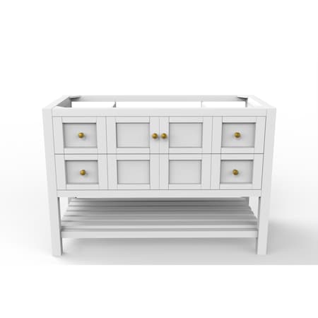 Castello Usa Alicia 48" White Vanity Base With Gold Handles CB-VEN-48W-GLD-VBO